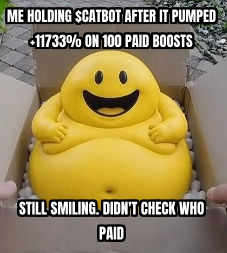 meme: $catbot pumped +11733% in 24h with 100 paid boosts