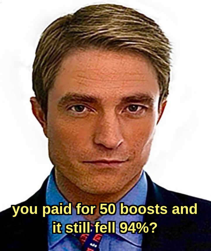 meme: $intern bought 50 boosts and still fell 94% in a day