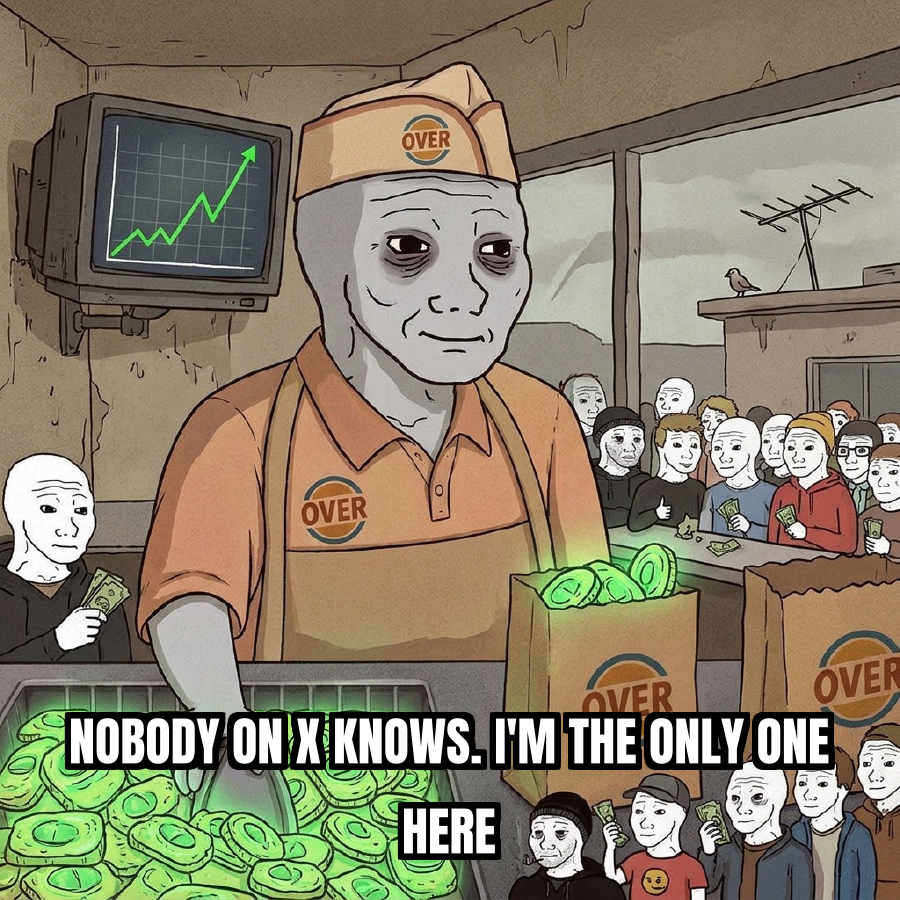 meme: $OVER is up 859% on pump.fun and x has not said a word
