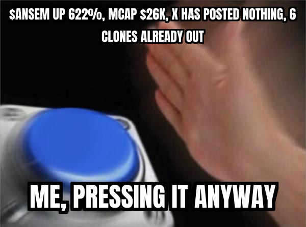 meme: $ANSEM jumps 622% on pump.fun with $85k traded in an hour while x stays silent
