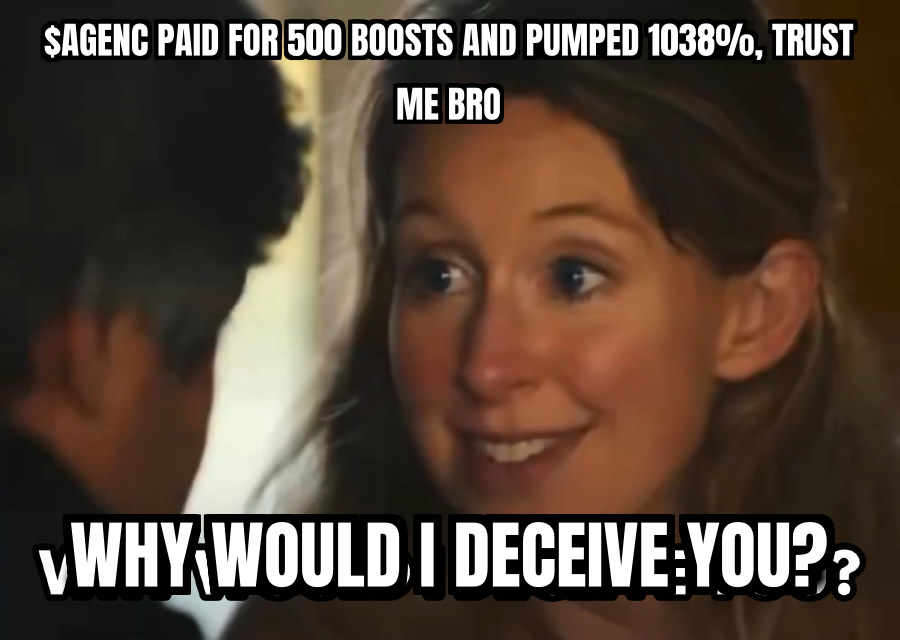 meme: $agenc pumped 1038% in 24h with 500 paid boosts
