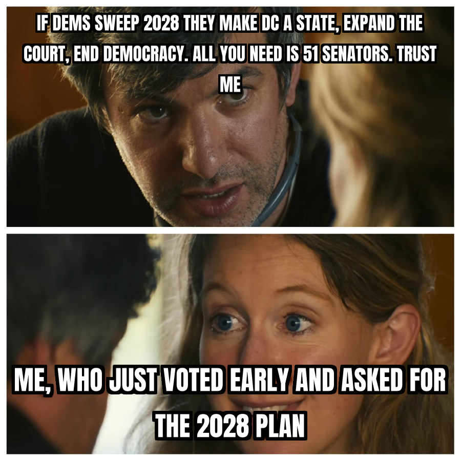 meme: elon says a 2028 dem sweep would be 'game over for america', 150k likes