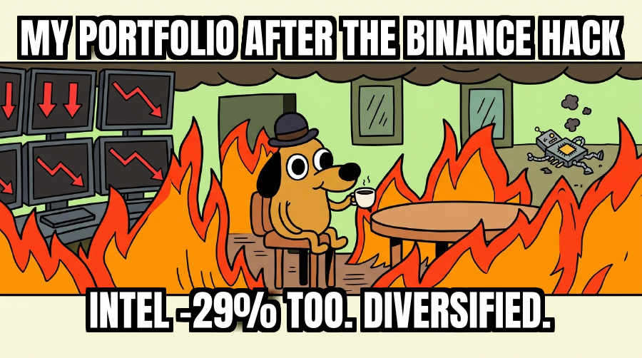 meme: Binance freezes assets after $6.3B hack as Coinbase and Strategy slide