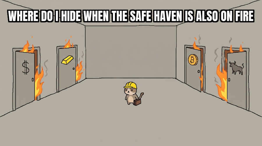 meme: deutsche bank: an AI crash could take the dollar down with it, and gold is dumping too